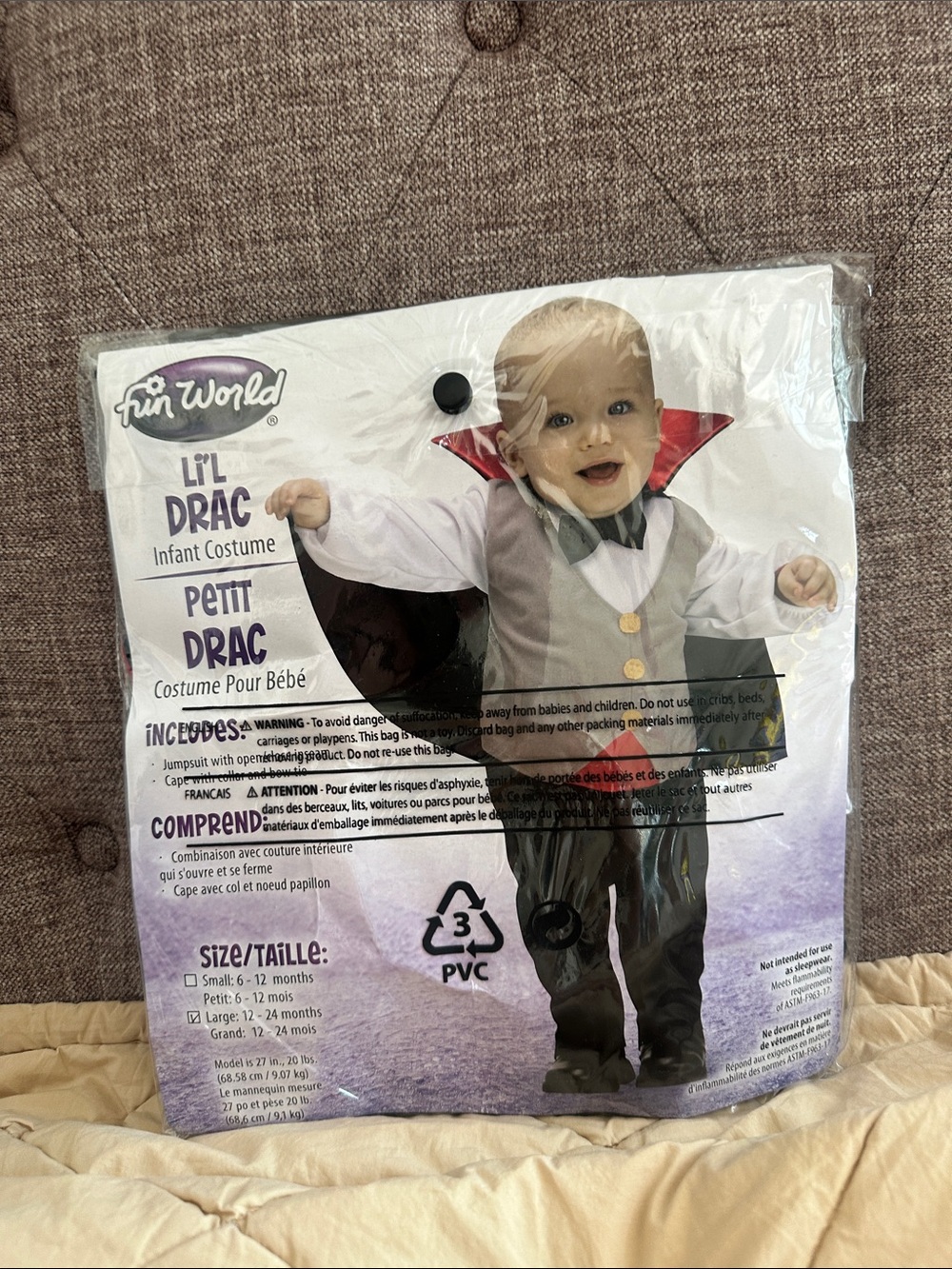 Fun World Lil' Drac Baby Vampire Costume — Black, Red & White